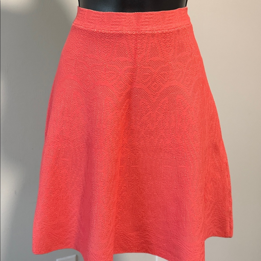 BCBGMAXAZRIA Queeny Coral Jacquard A-Line Skirt Womens Small Stretch Flare Mini - Picture 6 of 16